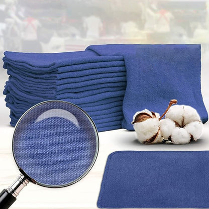 Cotton Shop Rags 12x14 Inch Absorbent Lint-Free Cleaning Towels Multipurpose Shop Towels for Automobile Garage Industry Home Red White Navy