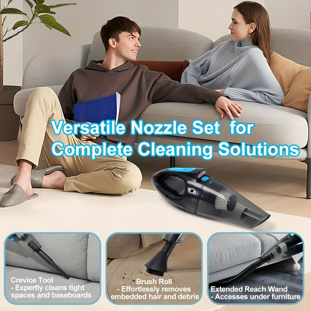 Handheld Vacuum Cleaner with 9000Pa Suction, 4000mAh Battery, Five Attachments and Two Color Options