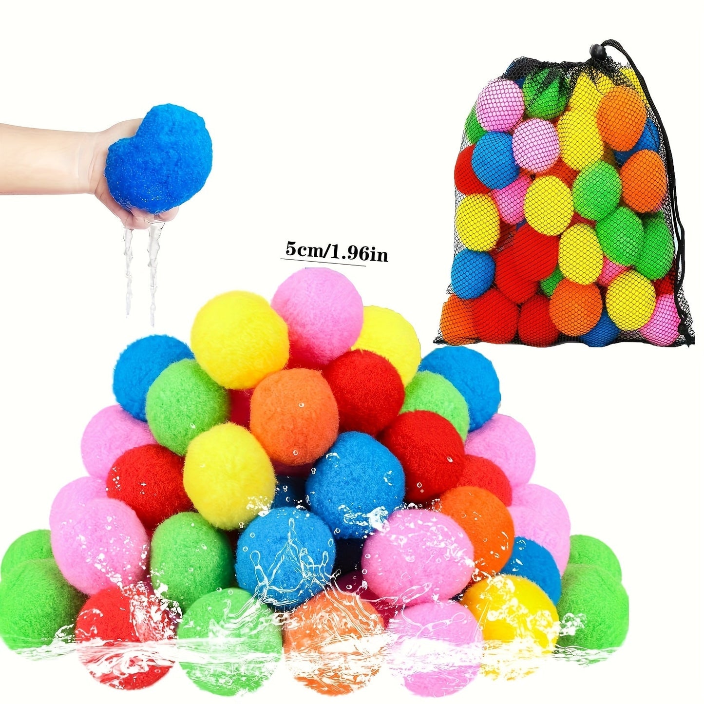 Reusable Water Balloons 36 Pack with Sponge Balls – No-Tie Refillable Water Bomb Set for Pool Party, Backyard Summer Fun & Kids Outdoor