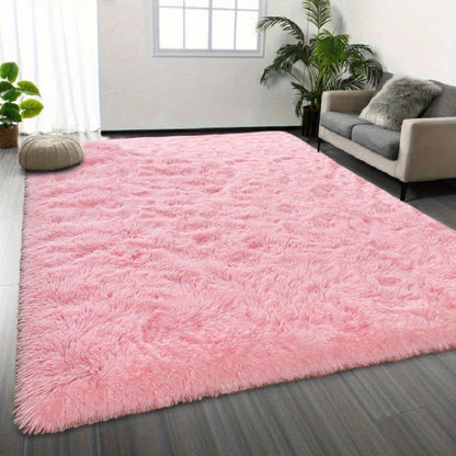 Shaggy Plush Area Rug – Soft Fluffy Carpet for Living Room, Bedroom & Sofa | Non-Slip Machine Washable Tie-Dye & Solid Color Long Pile Rug |