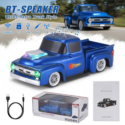 Retro Classic Car Model Bluetooth Speaker with Deep Bass, Colorful LED Lights, FM Radio, USB TF AUX Inputs