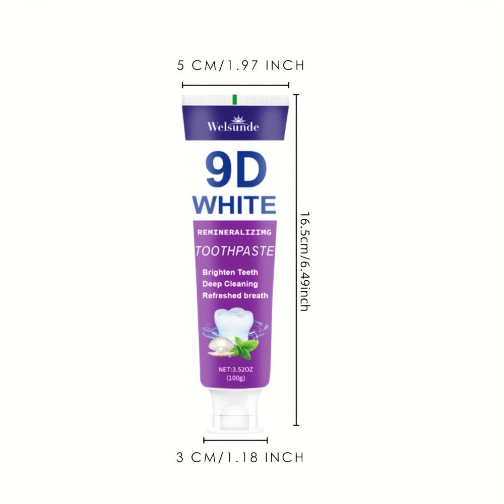 Whitening Toothpaste 4-Pack – 9D White Alcohol-Free Formula, Thorough Deep Cleaning & Brighter Smile, Refreshing Mint Breath