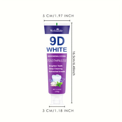 Whitening Toothpaste 4-Pack – 9D White Alcohol-Free Formula, Thorough Deep Cleaning & Brighter Smile, Refreshing Mint Breath