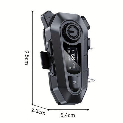 Motorcycle Helmet Bluetooth Intercom Headset 500M Range Bluetooth 5.3 LED Display Noise Cancelling Voice Control FM Radio Music Sharing