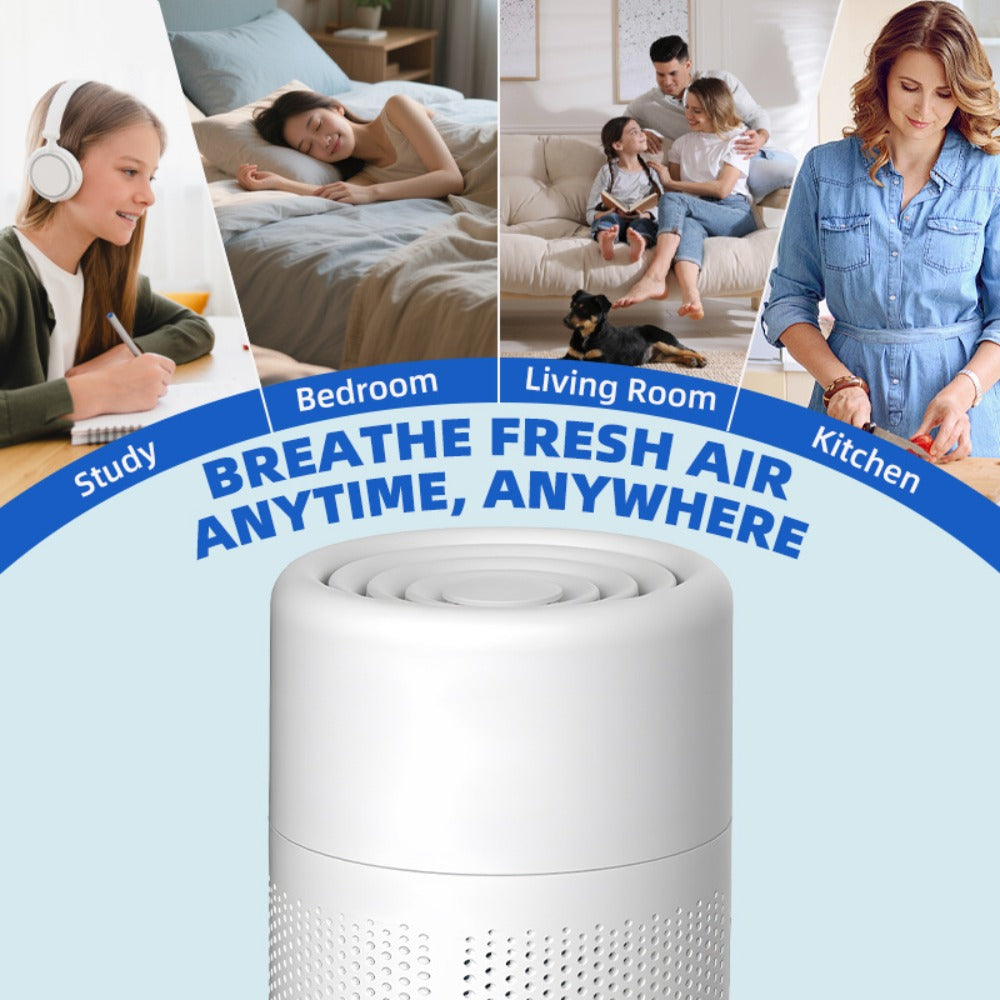 Air Purifier with Negative-Ion Function, Type-C Power, Blue Light, Aroma Box and 50 m3/h Airflow