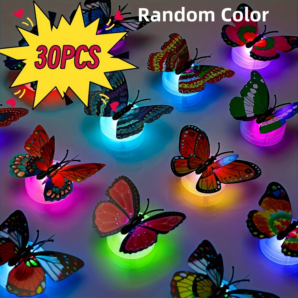 LED Butterfly Wall Stickers 30pcs 3D Glowing Butterfly Decorations Night Light Colorful Wall for Entryways, Bedrooms and Living Spaces