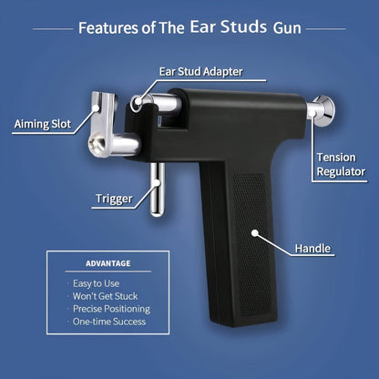 Ear Piercing Kit with 34 Stainless Steel Ear Studs Professional Piercing Gun Safe One-Click for Bath Time, Home Spa and Personal Care
