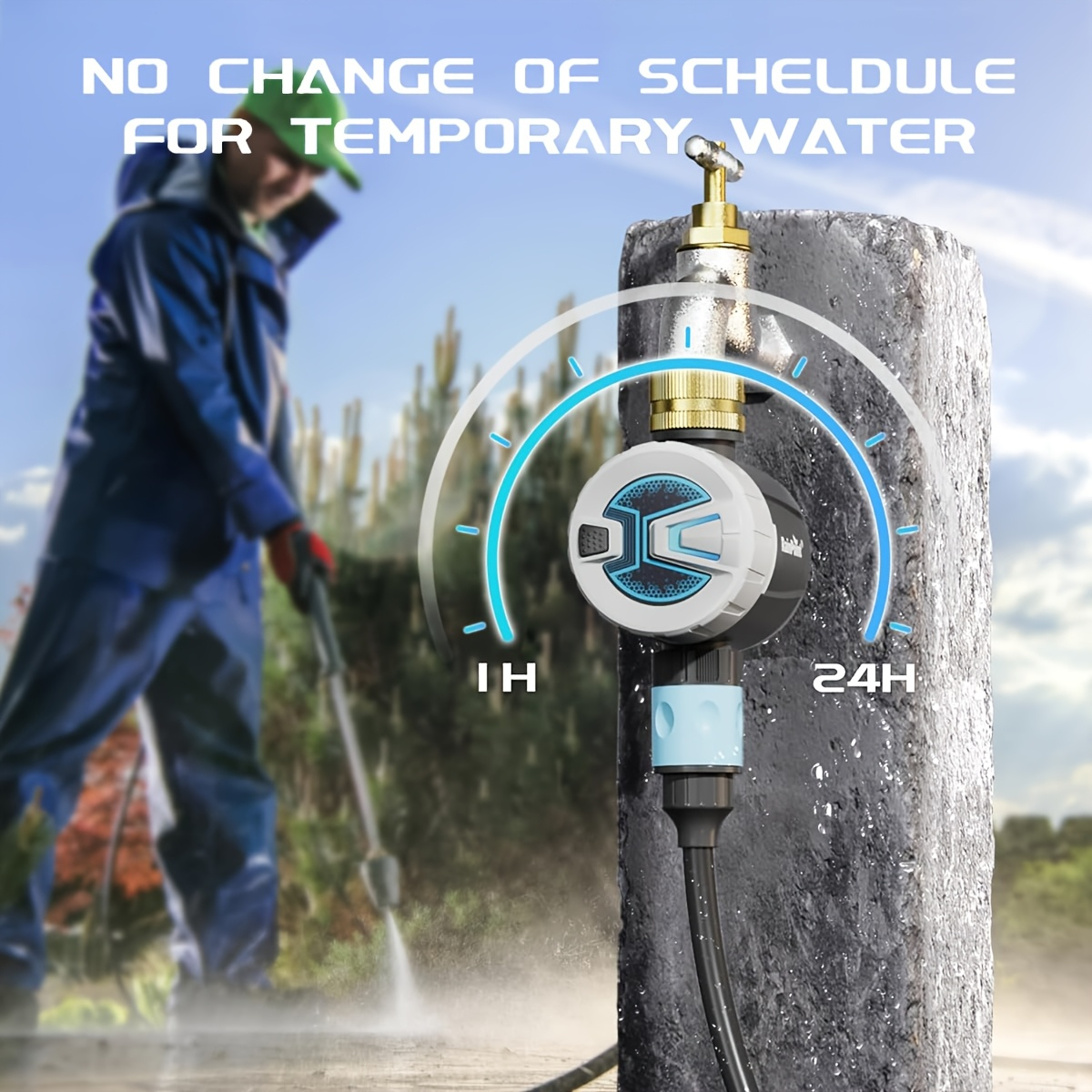WiFi Garden Watering Timer with Brass Inlet, App & Voice Control, Automatic Irrigation System