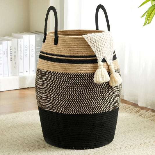 Laundry Hamper Basket Large Bohemian Foldable Clothes Hamper with Extended Handle – Fabric Oval Storage Bin for Bedroom Dorm Hotel