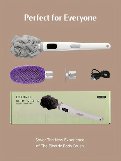 Electric Body Scrubber Brush 3 Replaceable Heads Dual Speed Shower Back Cleaner Exfoliating Skin Cleansing for Home or Salon Spa Use