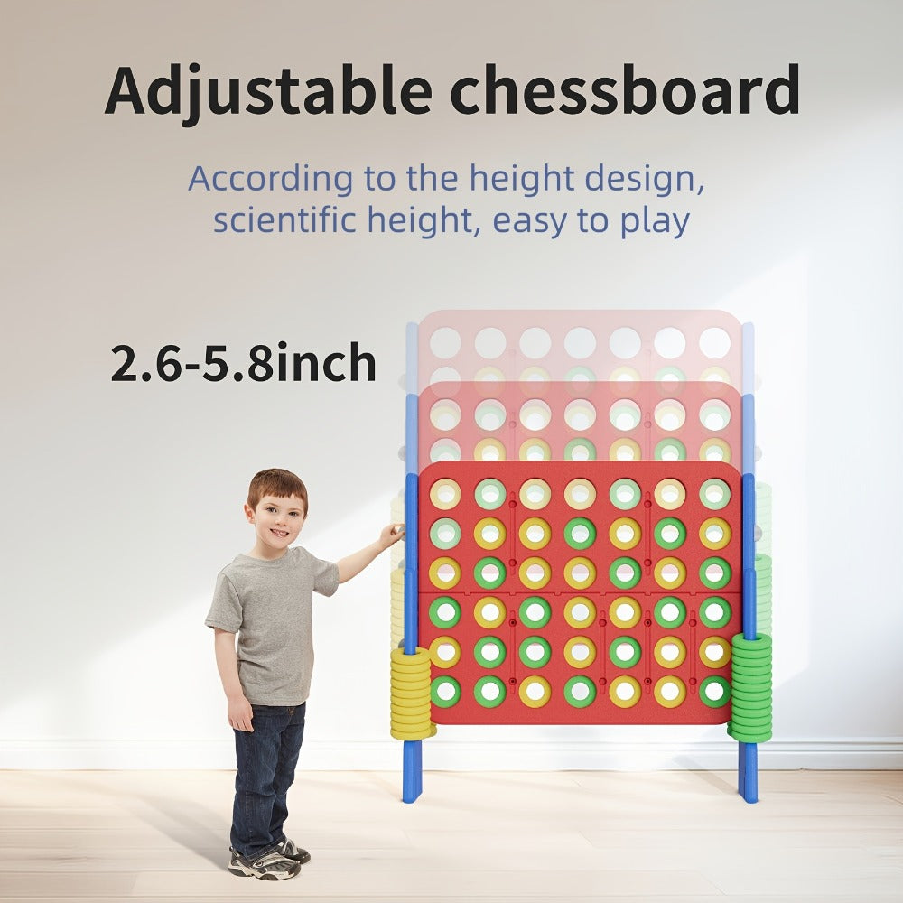 Height Adjustable Giant Connect 4 Game 33-37 Inch, Jumbo 4-in-a-Row Outdoor Yard Game with Quick Release Slider for Teens