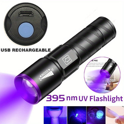 UV Blacklight 2 Pack Rechargeable Portable, Adjustable Brightness & Zoom Ultraviolet Lamp for Home and Salon Manicures
