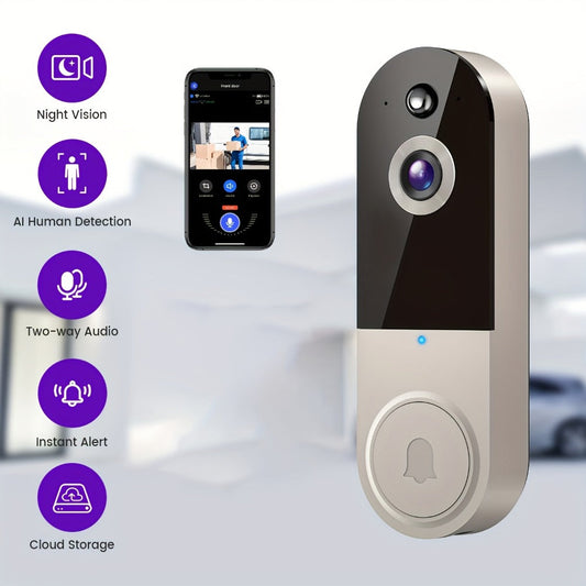 1440P Wireless Video Doorbell Camera WiFi Smart Doorbell with Night Vision Two-Way Audio Motion Detection Rechargeable Battery Local Storage