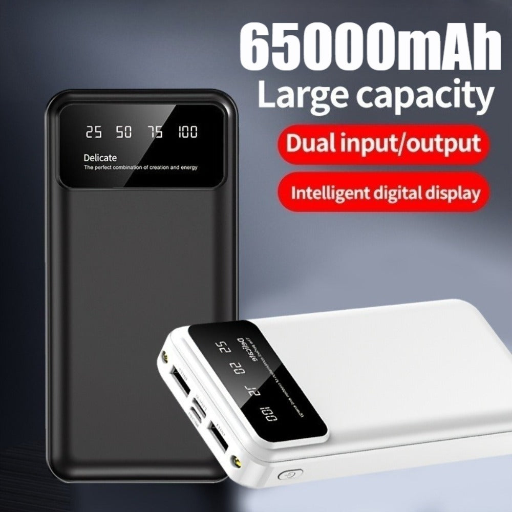 65000mAh Portable Power Bank with LED Display USB Charger for iPhone 17 16 15 14 13 12 11 XS Android Phones Tablets