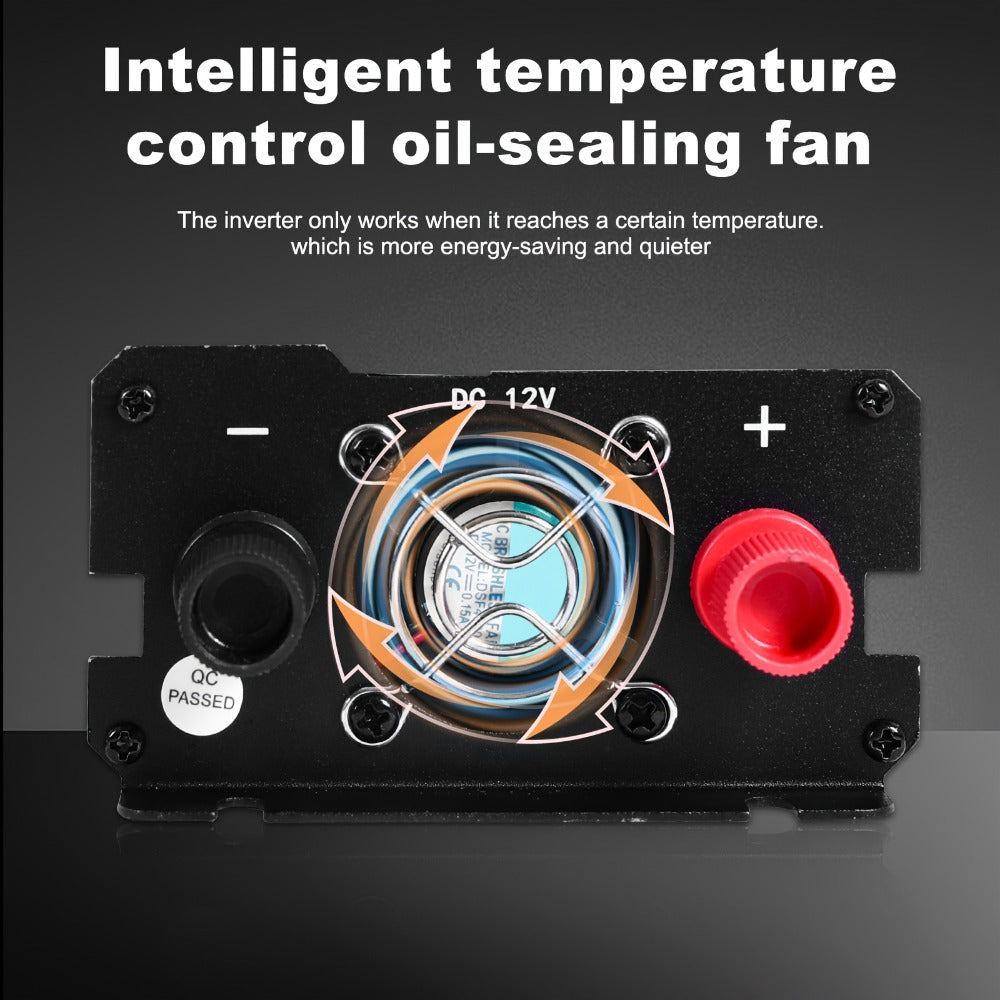 Portable 12V DC to 110V AC Power Inverter with LCD Display, Cooling Fan and 6600W Checkout Label