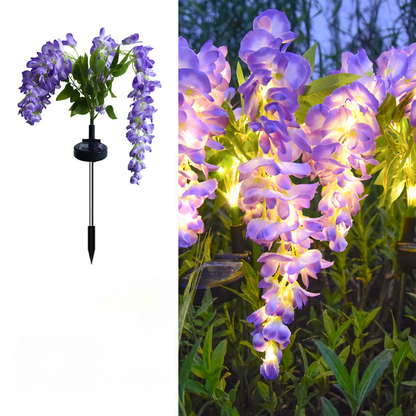 Solar Garden Lights 52-LED Wisteria Flower Stake with Two Modes and Six Color Options for Patio