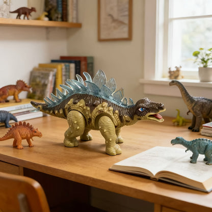 Walking Dinosaur Toy with Sound & Light, Realistic Triceratops & Dragon Dinosaur Figures for Kids