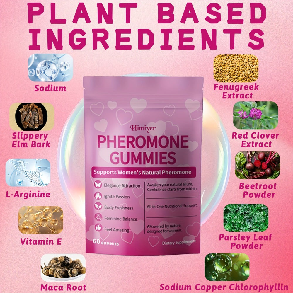 Women's Pheromone Gummies with L-Arginine, Maca & Beetroot, Natural Attraction, Confidence & Feminine Balance Supplement