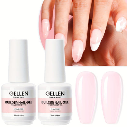 Hard Gel Nail Extension Builder Gel 7-in-1 Self-Leveling – 28+ Day Wear, LED UV Cured, 15ml, Clear Pink Nude Baby Pink Milky White