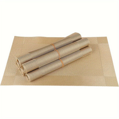 PVC Placemats Set of 6 Heat Resistant Non-Slip Washable Table Mats for Kitchen Dining Table, Easy Clean Vinyl Dinner Mats 11.8x17.7 Inch