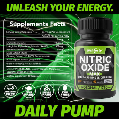 L-Arginine & L-Citrulline Supplement 7-in-1 with Maca Root, Beetroot & Nitric Oxide Booster - Stamina