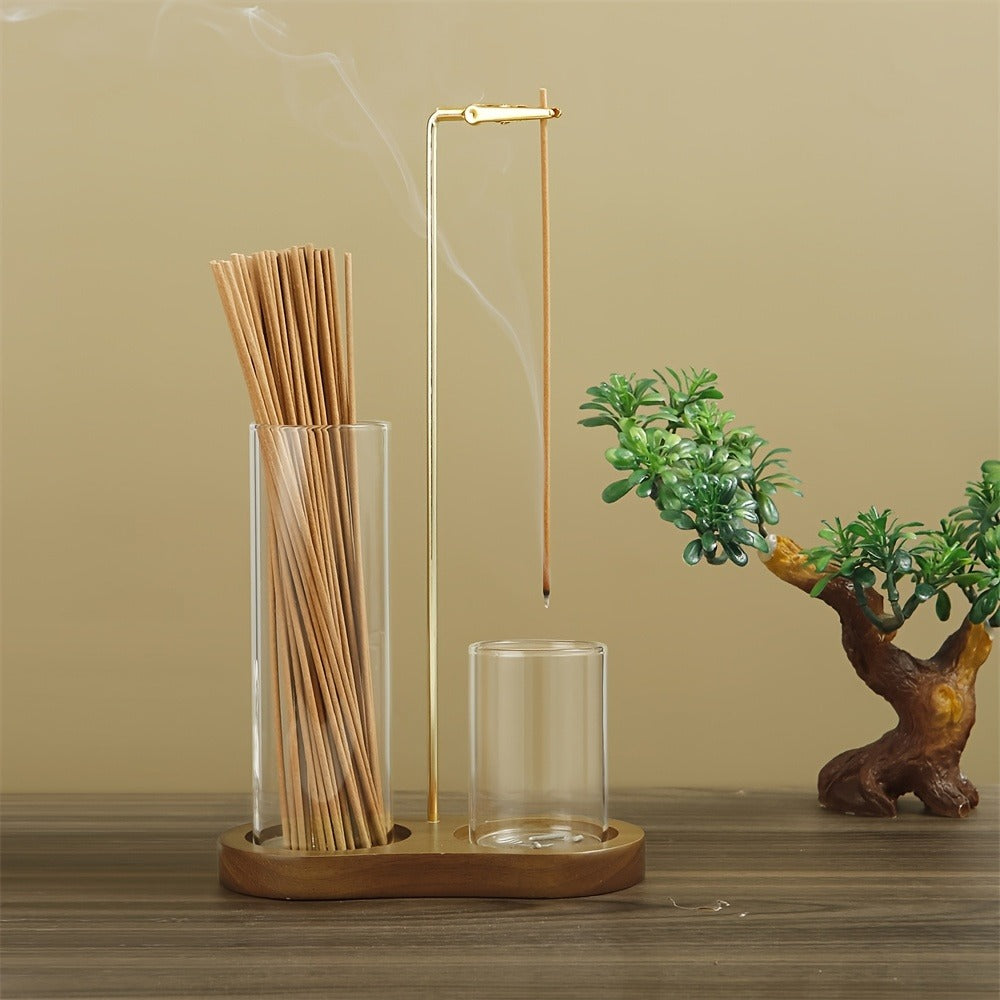 Glass Incense Holder Set of 2 - Vintage Creative Design for Tea Ceremony, Meditation, Yoga, Spa, Home Decor