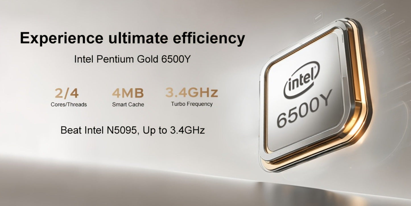 15.6 Inch Ultra-Thin Laptop, Intel Pentium 6500Y, 8GB RAM 256GB SSD, 4K Dual-Screen Support, Quad Stereo Speakers