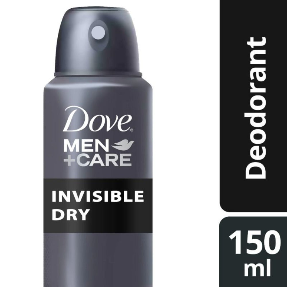 Dove Men+Care Invisible Dry Antiperspirant Spray, 150 ml Cans in Three-Pack with 72H Label