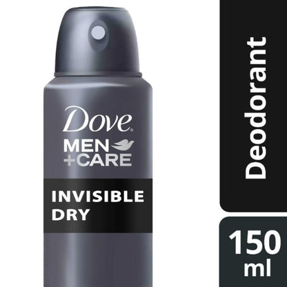 Dove Men+Care Invisible Dry Antiperspirant Spray, 150 ml Cans in Three-Pack with 72H Label