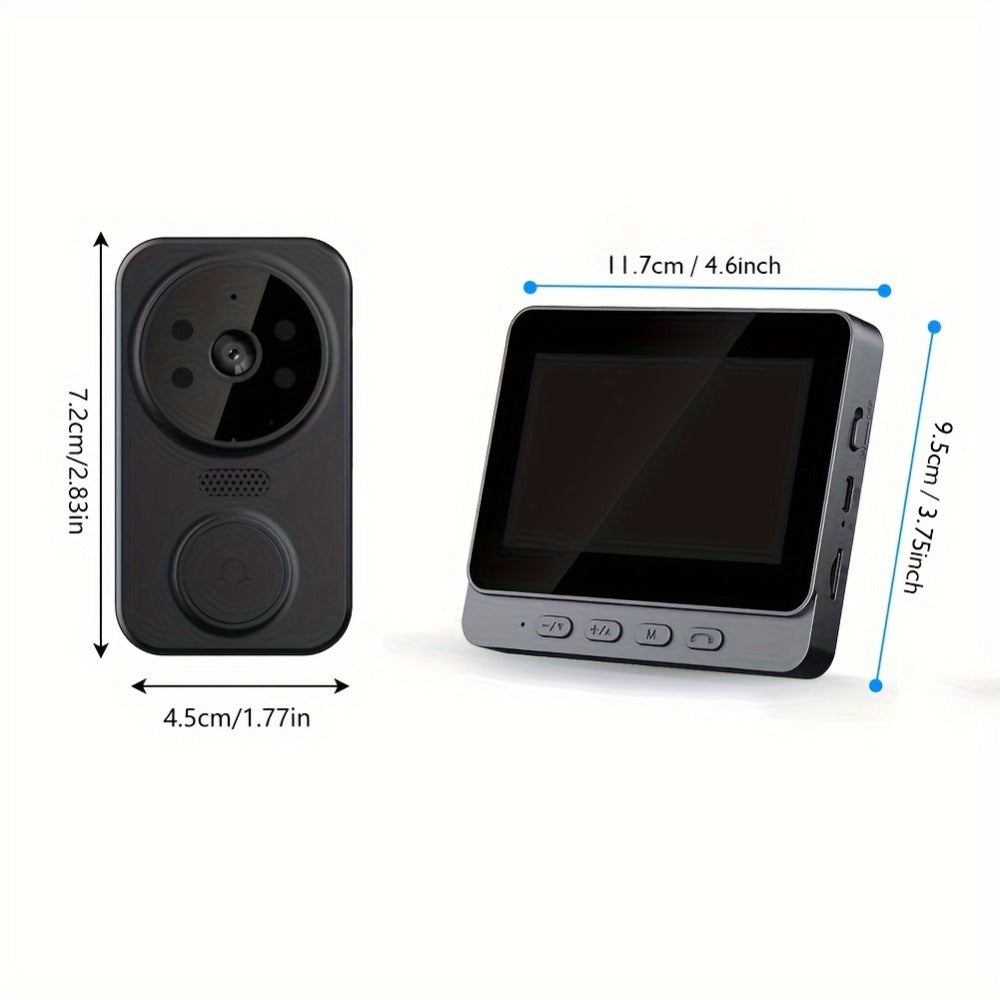 1296P Video Doorbell with 4.3" Indoor Monitor & Local SD Storage - No WiFi No App Required, Two-Way Audio