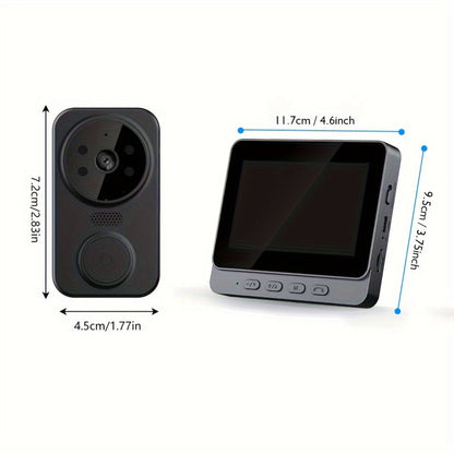 1296P Video Doorbell with 4.3" Indoor Monitor & Local SD Storage - No WiFi No App Required, Two-Way Audio