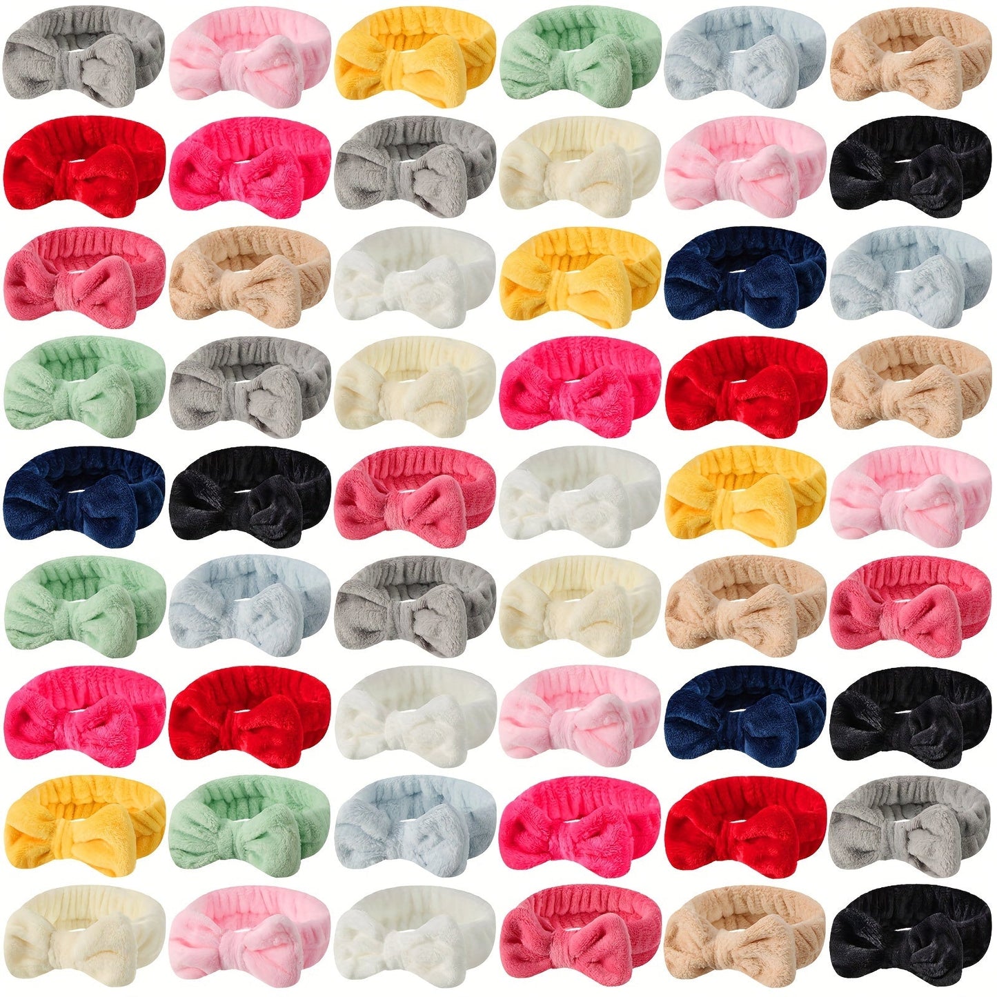 Spa Headbands for Washing Face 52 Pack Bulk Set – Soft Coral Fleece Bow Headband in 13 Colors for Women Skincare Makeup Shower Facial