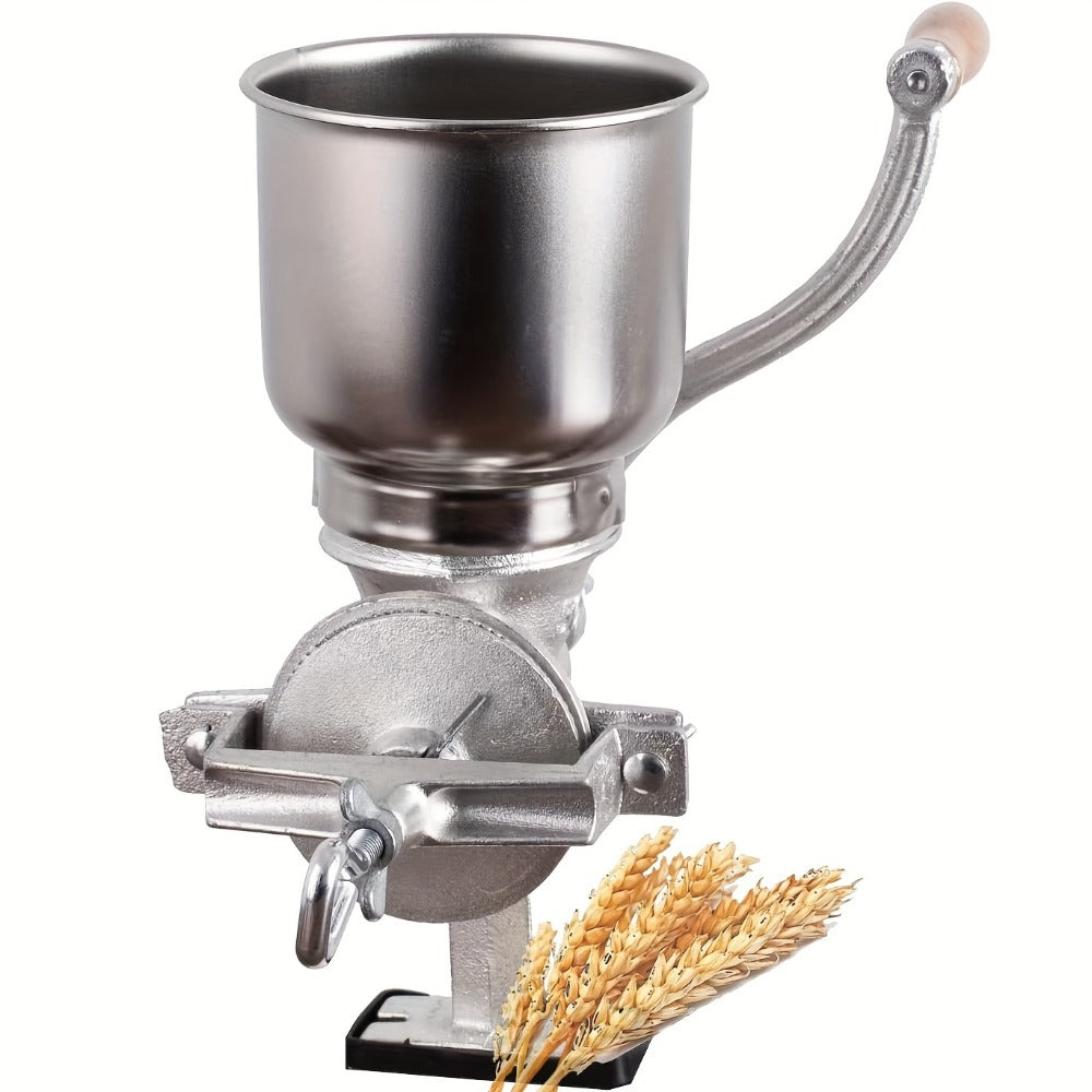 Cast Iron Grain Mill Manual Grain Grinder, Hand Crank Food Mill, High Hopper with Clamp & Shield