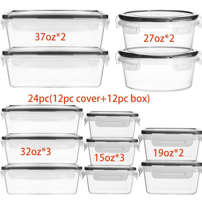 Lunch Box Food Storage Organizer with Flip-Top Lids and Multi-Size Plastic Container Sets for Kitchen and Pantry Organization