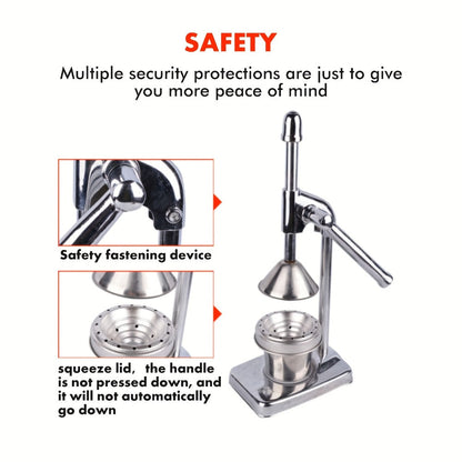 Manual Citrus Juicer Stainless Steel Lemon Squeezer with Lever Press for Home Cooking, Dining and Outdoor Meals