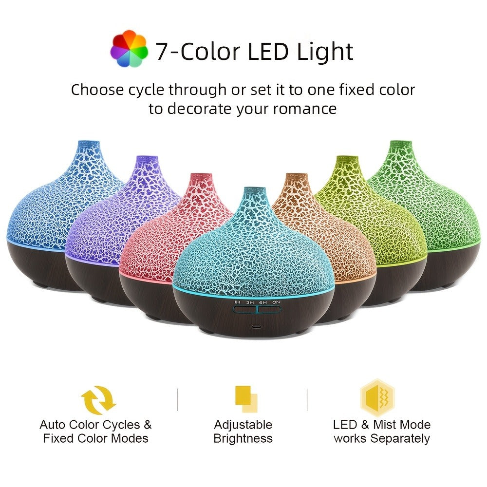 Two-Pack 550ml Essential Oil Diffuser Set with Remotes, Seven-Color Lights and 12 Oil Bottles
