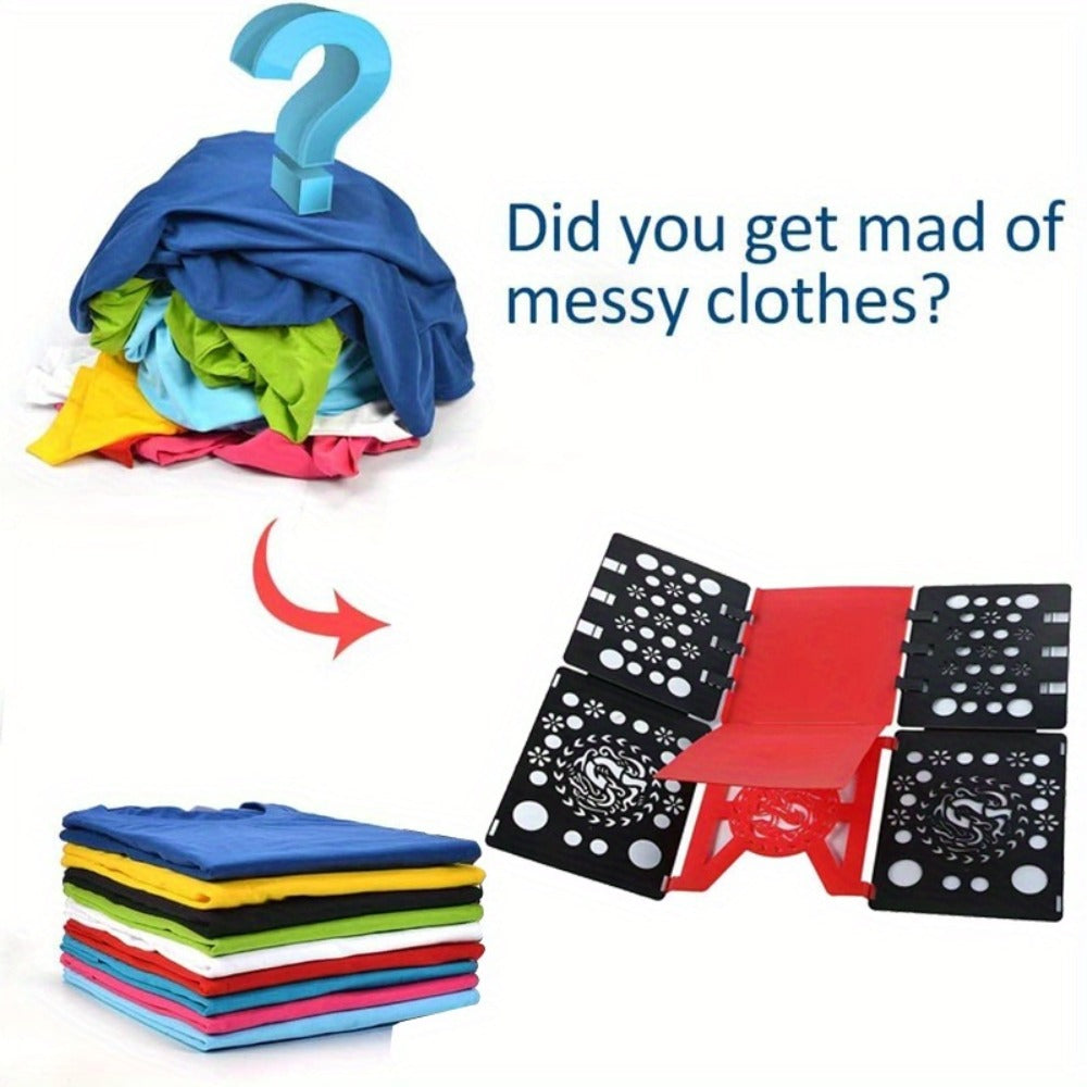 Clothes Folding Board Plastic Laundry Folder with Alignment Guide – Fast & Easy T-Shirt Folder, Ergonomic Closet Organizer for Neat Clothes