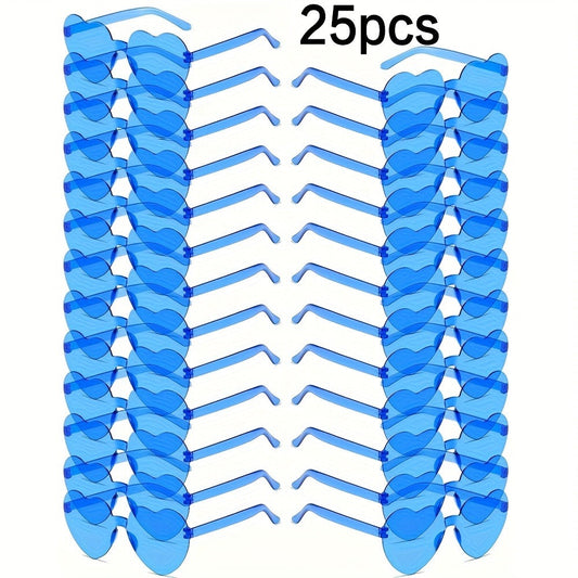 Heart Shaped Glasses 25 Pack Candy Color Party Sunglasses Bulk for Photo Booth Props for Parties, Celebrations and Guest Favors