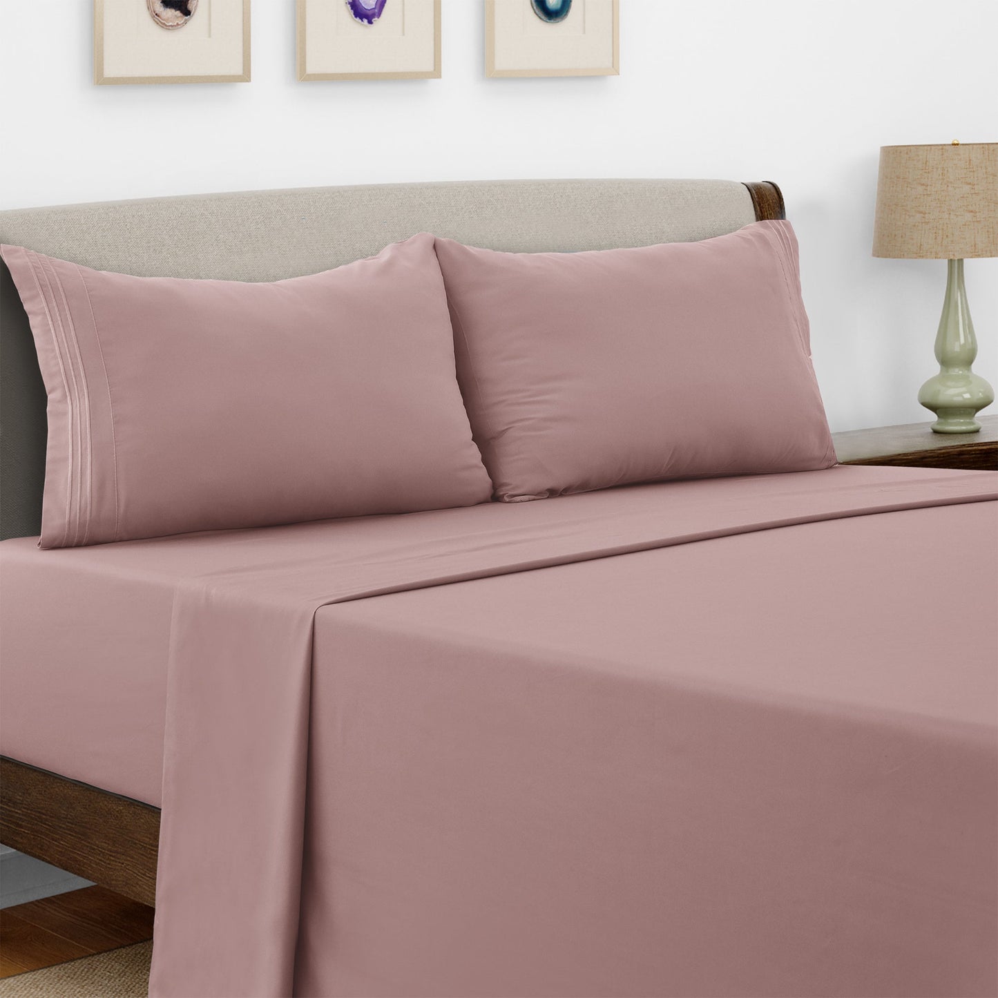 Bed Sheet Set Microfiber with Size-Dependent 3- or 4-Piece Contents and Six specified Bed Dimensions