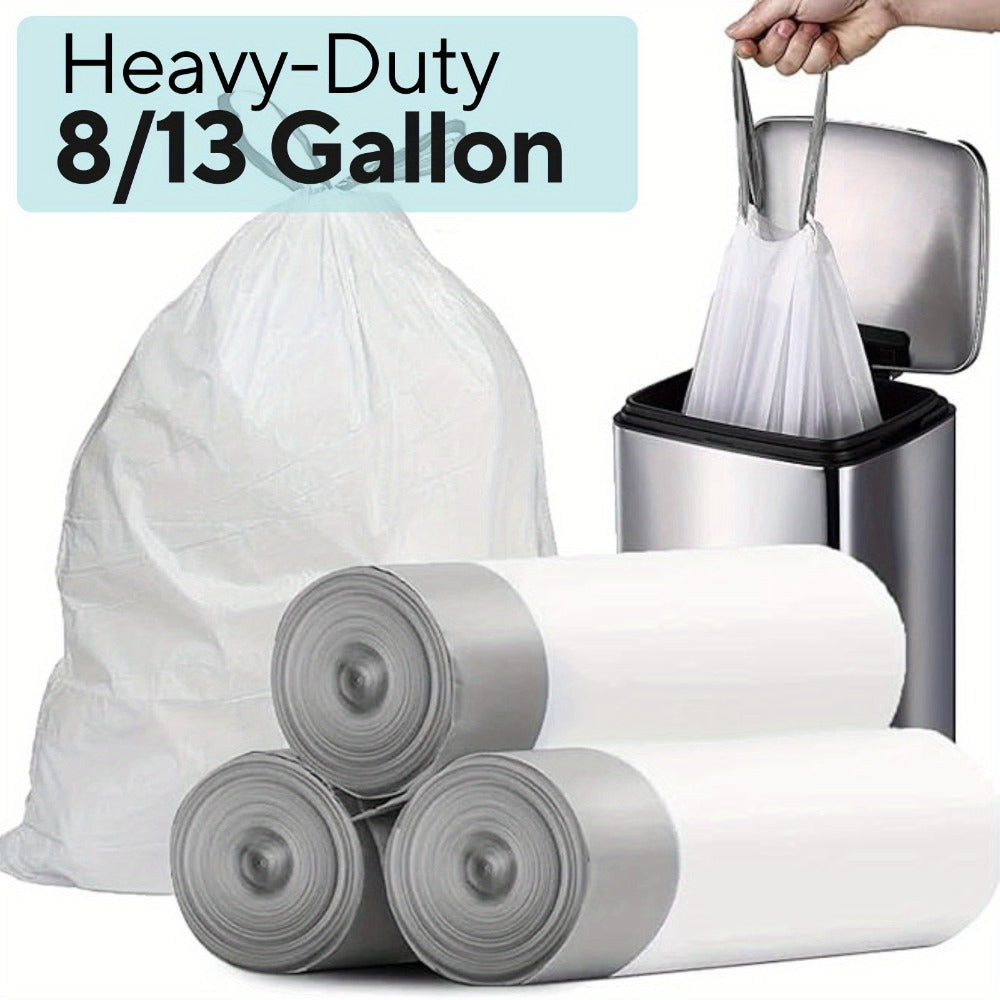 Heavy Duty Trash Bags 13 Gallon 100 Count, 1 Mil Extra Thick Drawstring Garbage Bags, Leak-Proof Tear-Resistant Kitchen Trash Can Liners