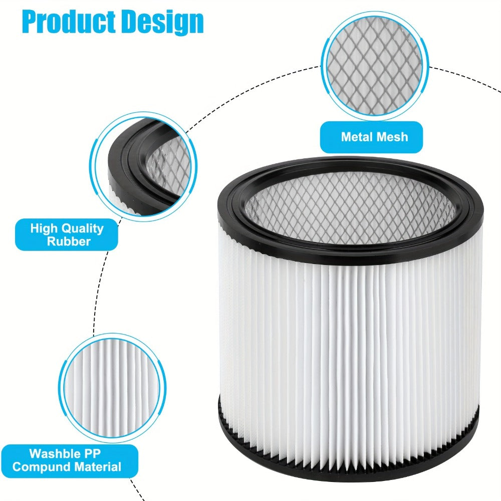 Shop Vac Replacement Filter 2-Pack – Washable Cartridge Filter Compatible with 90350 90304 90333, Fits Most Wet Dry Vacuum 5 Gallon