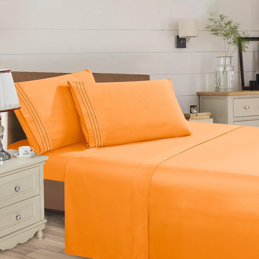 Microfiber Bed Sheet Set 4-Piece Deep Pocket Cooling Sheets Twin Full Queen King Cal King Split King