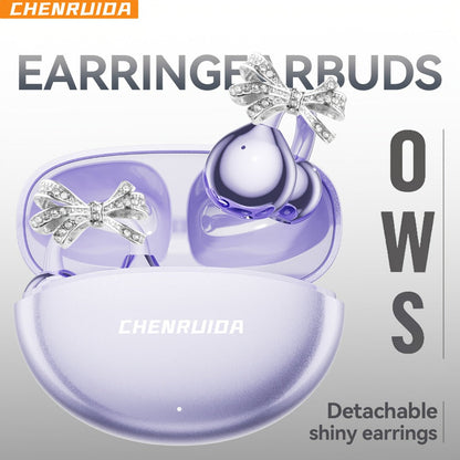 Butterfly Earring Wireless Earphones Open-Ear AI Translation HD Calls Touch Control for Bedside Audio, Alarms and Room Entertainment