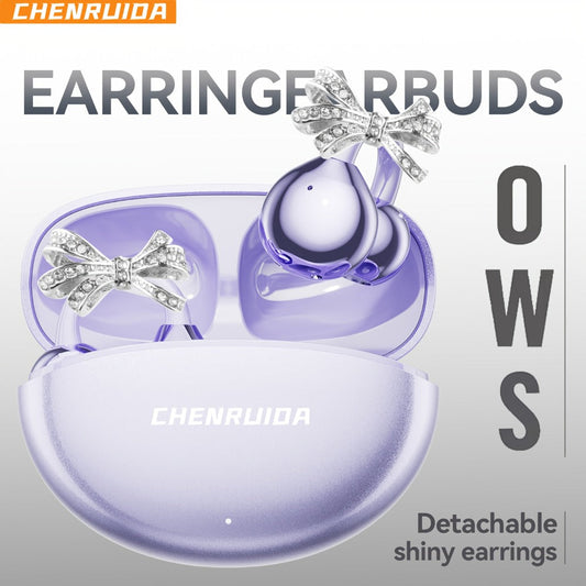 Butterfly Earring Wireless Earphones Open-Ear AI Translation HD Calls Touch Control for Bedside Audio, Alarms and Room Entertainment