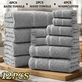 12-Piece Towel and Bath Towel Set - Gray