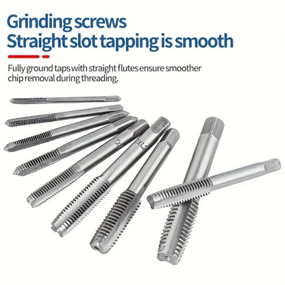 Metric Tap and Die Set 12pcs or 40pcs, M3-M12 Hand Thread Tapping Tool Kit with Plug Taps, Straight & Cone Reamers