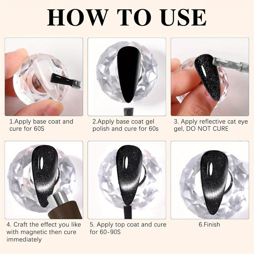 4-in-1 Y-Shaped Cat Eye Nail Magnet Stick Double Head – Heart & Multi-Pattern Magnetic Tool for Cat Eye Gel Polish Nail Art