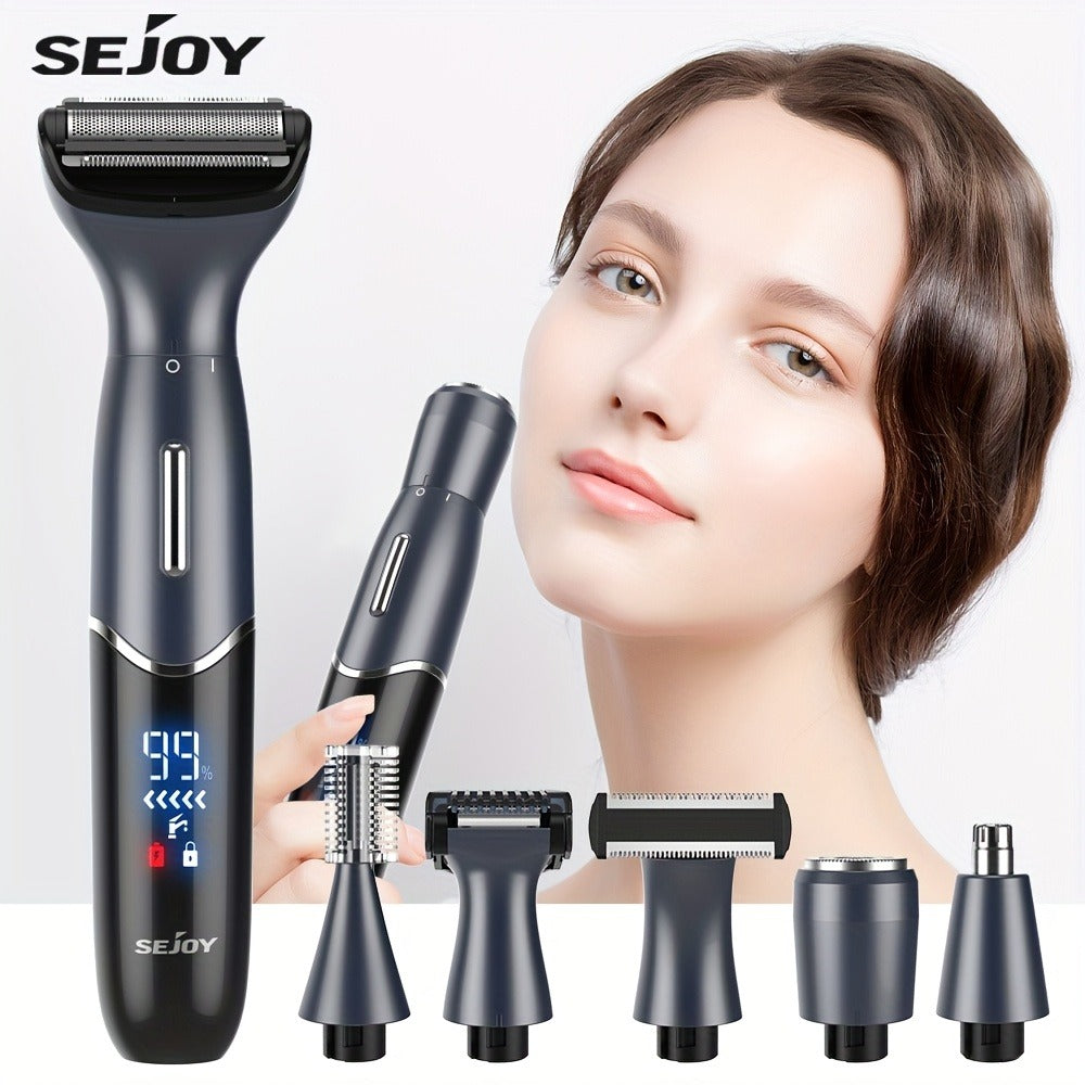 Women's Electric Bikini Trimmer Body Shaver Cordless Razor Replaceable Heads Facial Hair Eyebrow Nose Ear Hair Removal Sensitive Skin