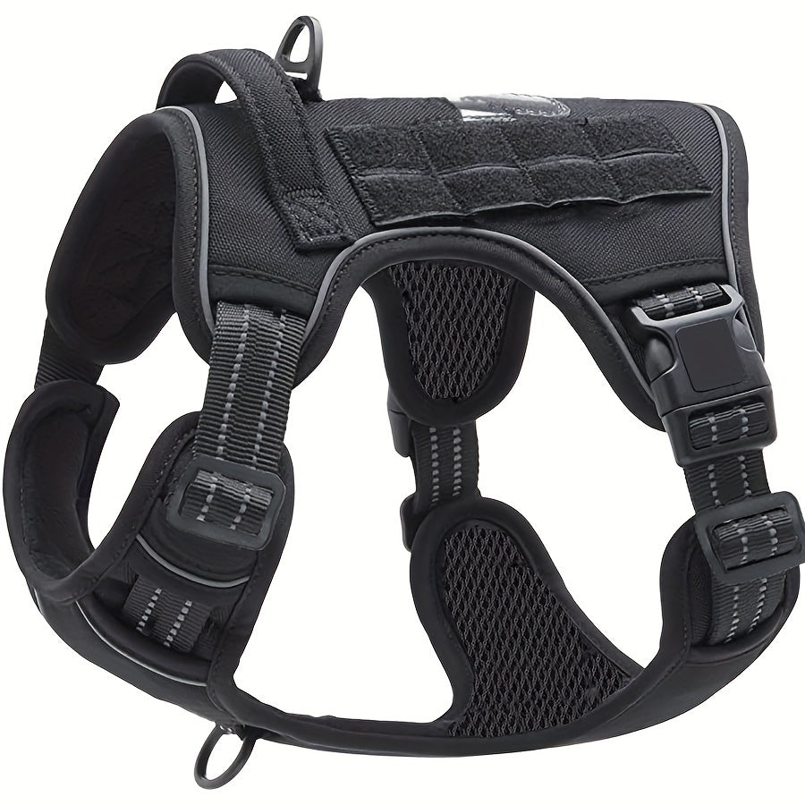 No-Pull Dog Harness Military Style Reflective Vest with Control Handle – Tactical Dog Harness for Training & Service Dogs, S/M/L/XL, Black