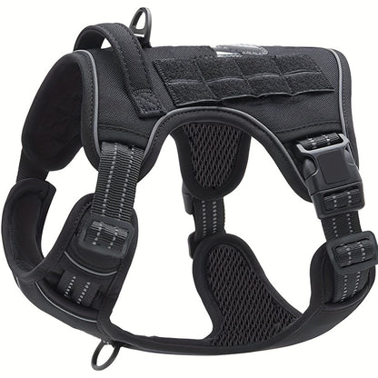 No-Pull Dog Harness Military Style Reflective Vest with Control Handle – Tactical Dog Harness for Training & Service Dogs, S/M/L/XL, Black